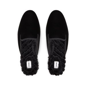 Birdies Black Faux Fur Slippers